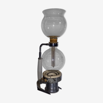Very beautiful Hellem coffee maker in Pyrex glass, metal and porcelain support.
