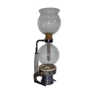 Very beautiful Hellem coffee maker in Pyrex glass, metal and porcelain support.