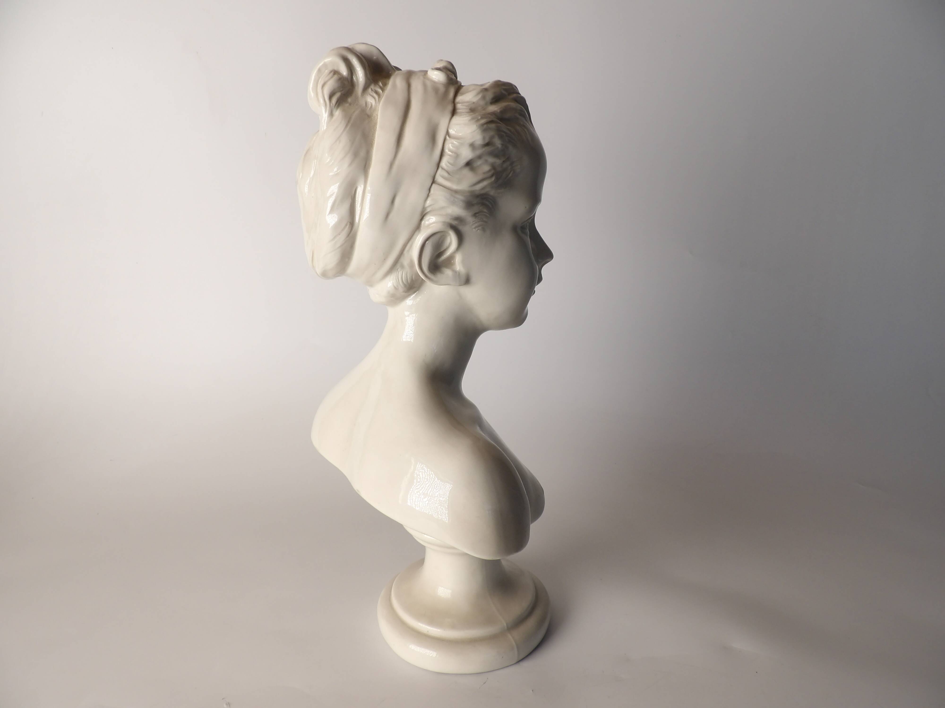 Ceramic bust of a woman after houdon