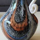 Murano Art Glass Carafe Vase/Carlo Moretti, Speckled Swirls