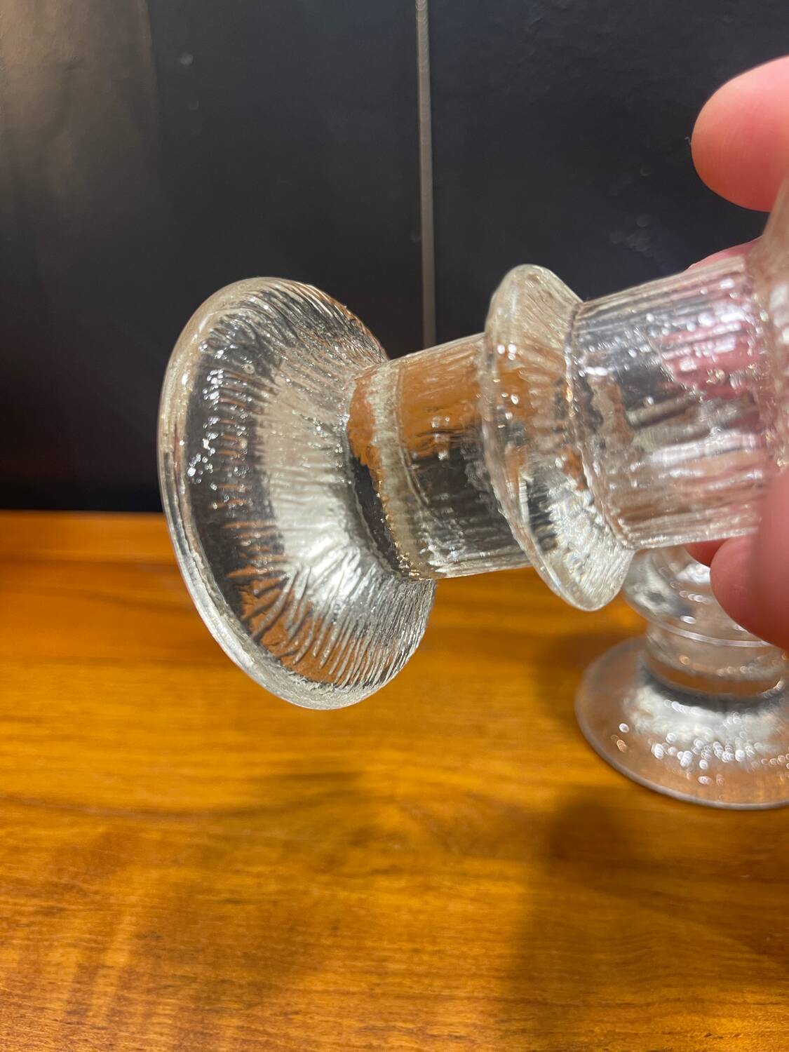 Pair of Festivo crystal candle holders by Timo Sarpaneva 1960