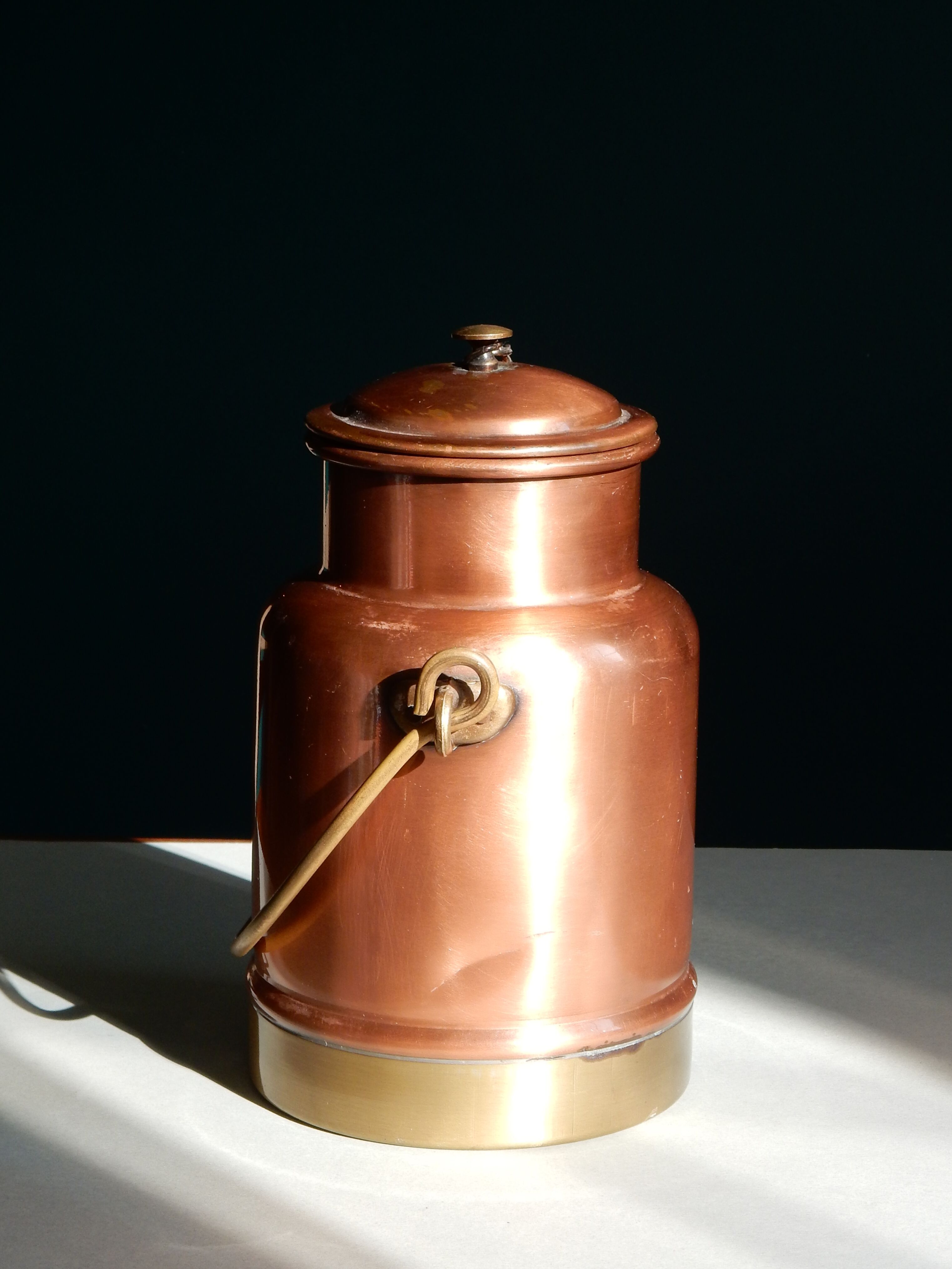 Copper and brass milk pot