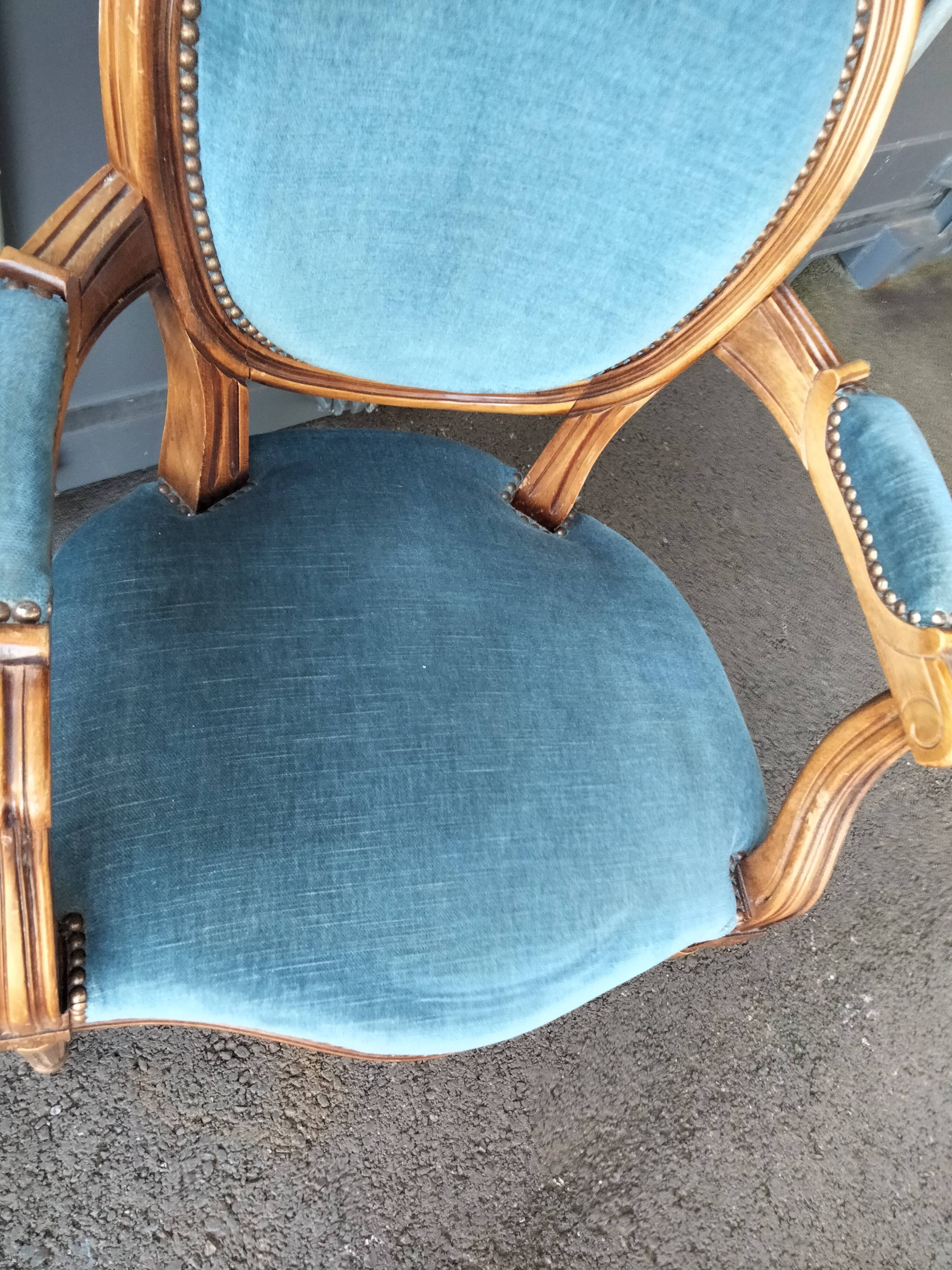 Pair of armchairs old medallion style louis xvi