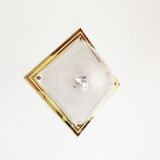 Plafonnier encastré en laiton vintage et lucite Allemagne des années 1970