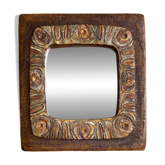 Mirror in incised ceramic resin 1970