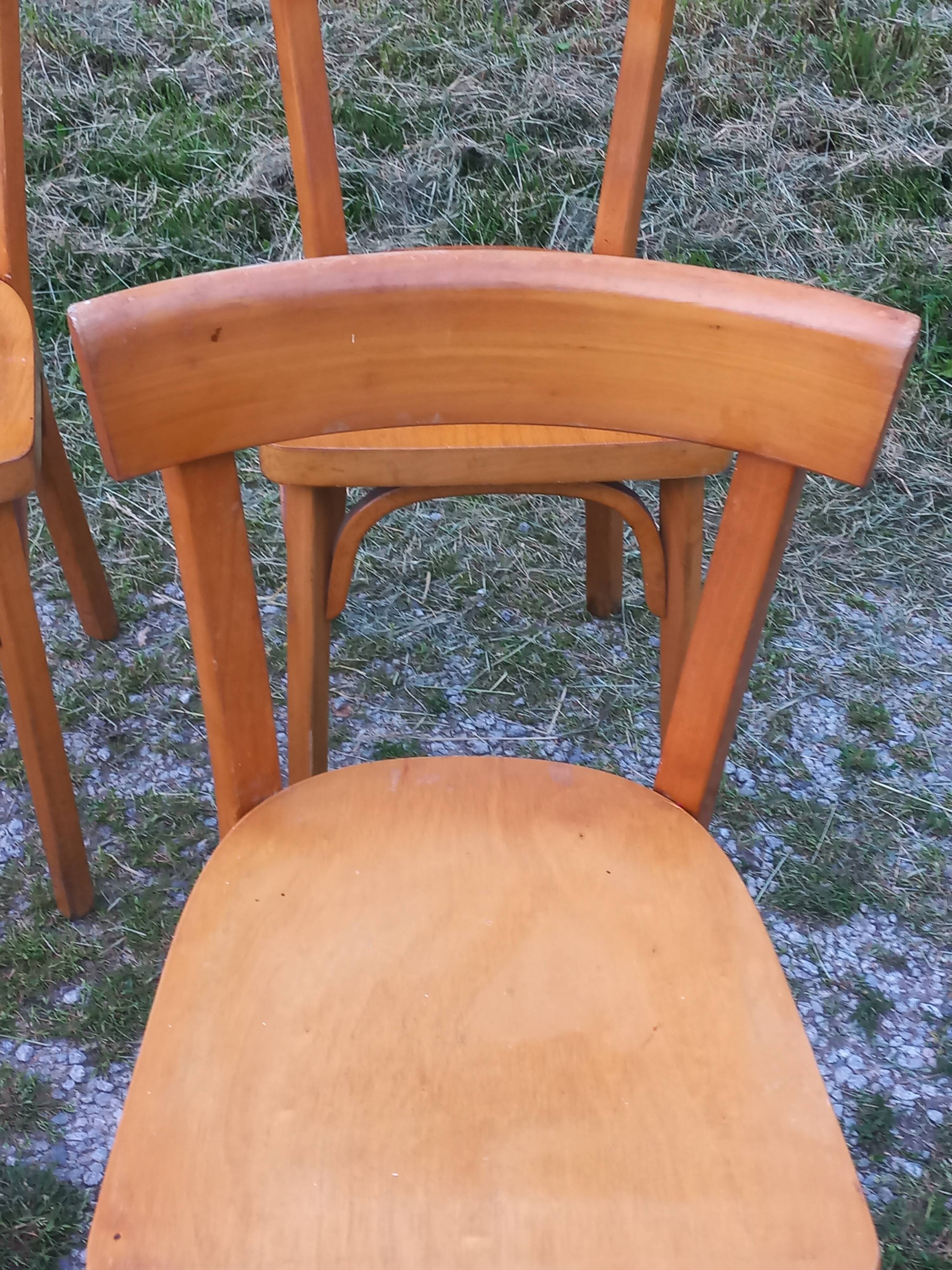 Set of 4 Baumann bistro chairs from the 1950s.