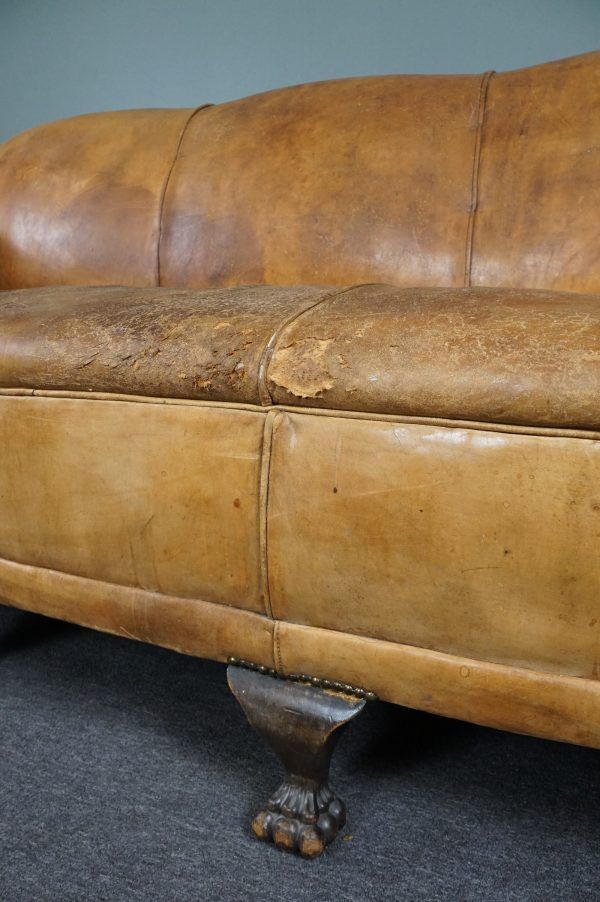 3-seater antique sheepskin sofa full of character