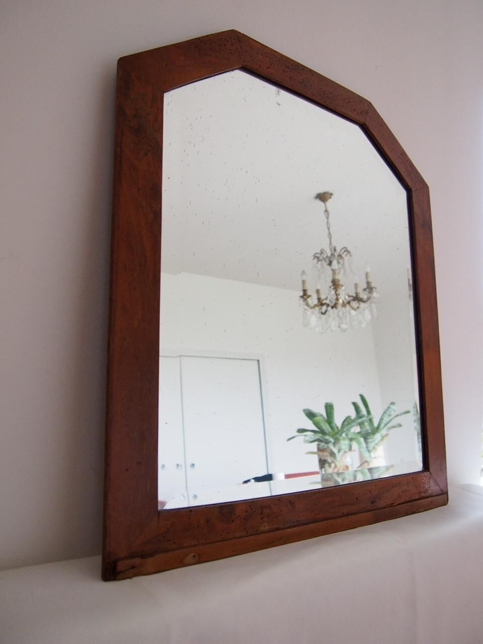 Former beveled mirror and contour wood 72x75cm