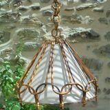 Hanging lamp in rattan and fabric