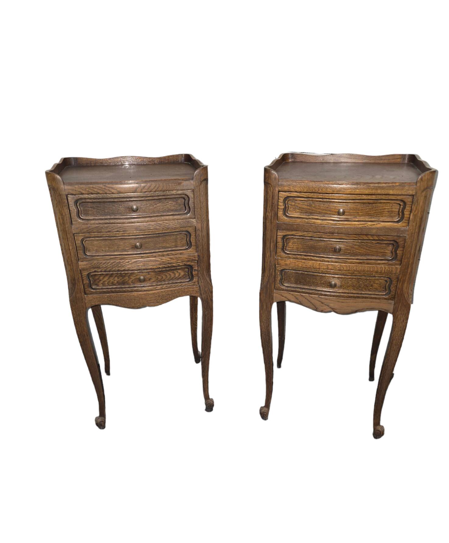 Pair of Louis XV style bedside tables in oak