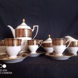 German Waldershof Bavaria porcelain coffee service, handmade decoration in 22 Carat gold