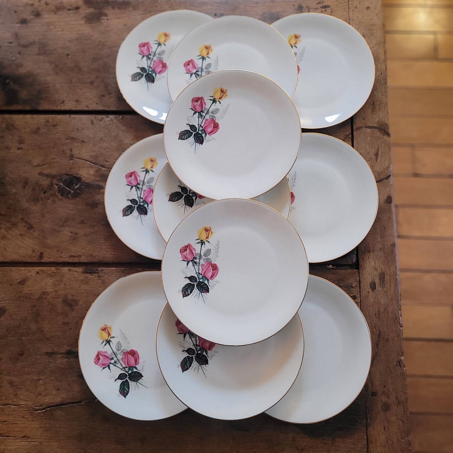 P.L. France flat plates – Roses – 1950s