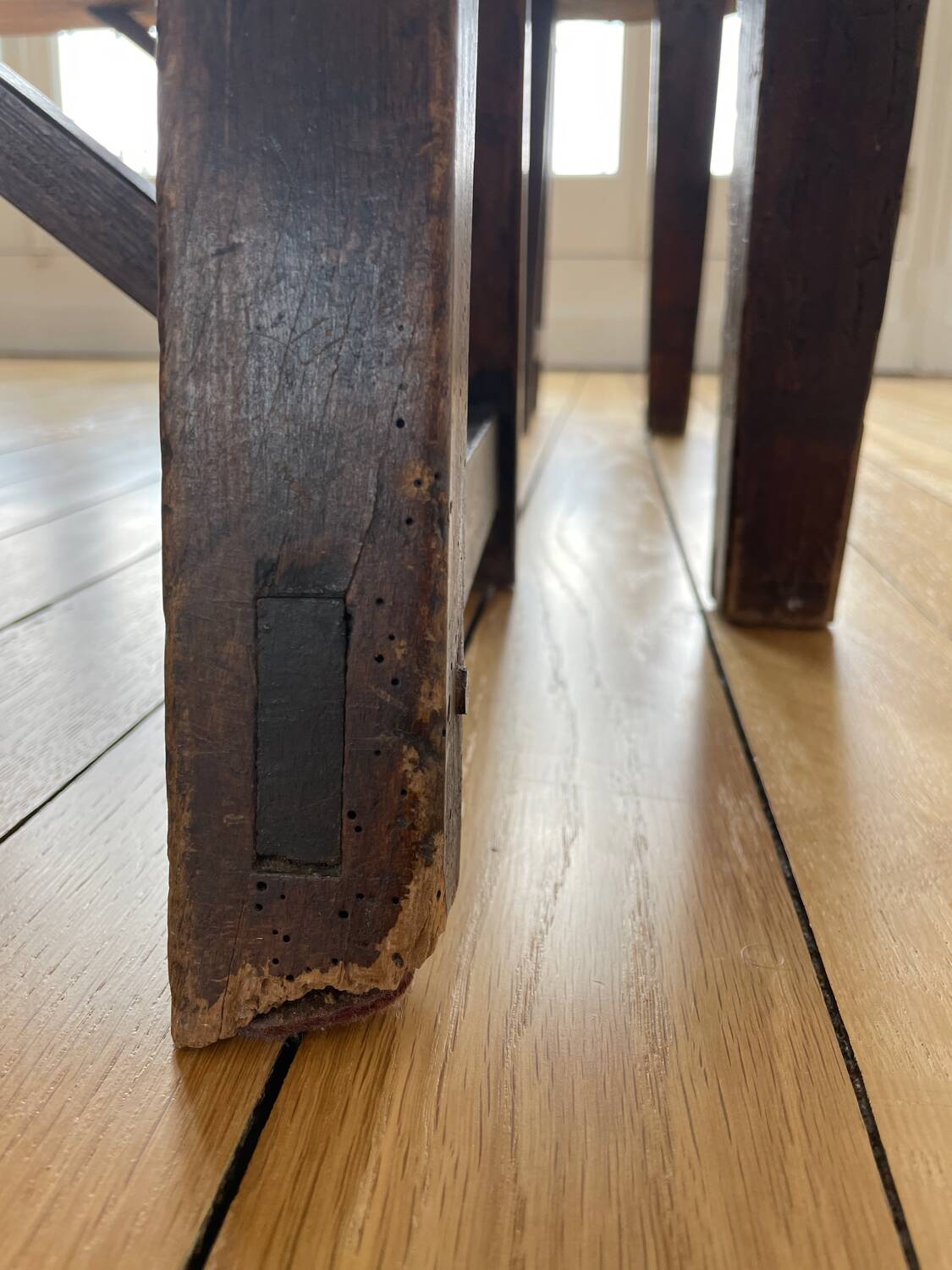 Farmhouse table and two benches