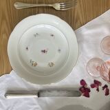 6 deep plates, antique porcelain with flowers and gilding, P L Limoges.