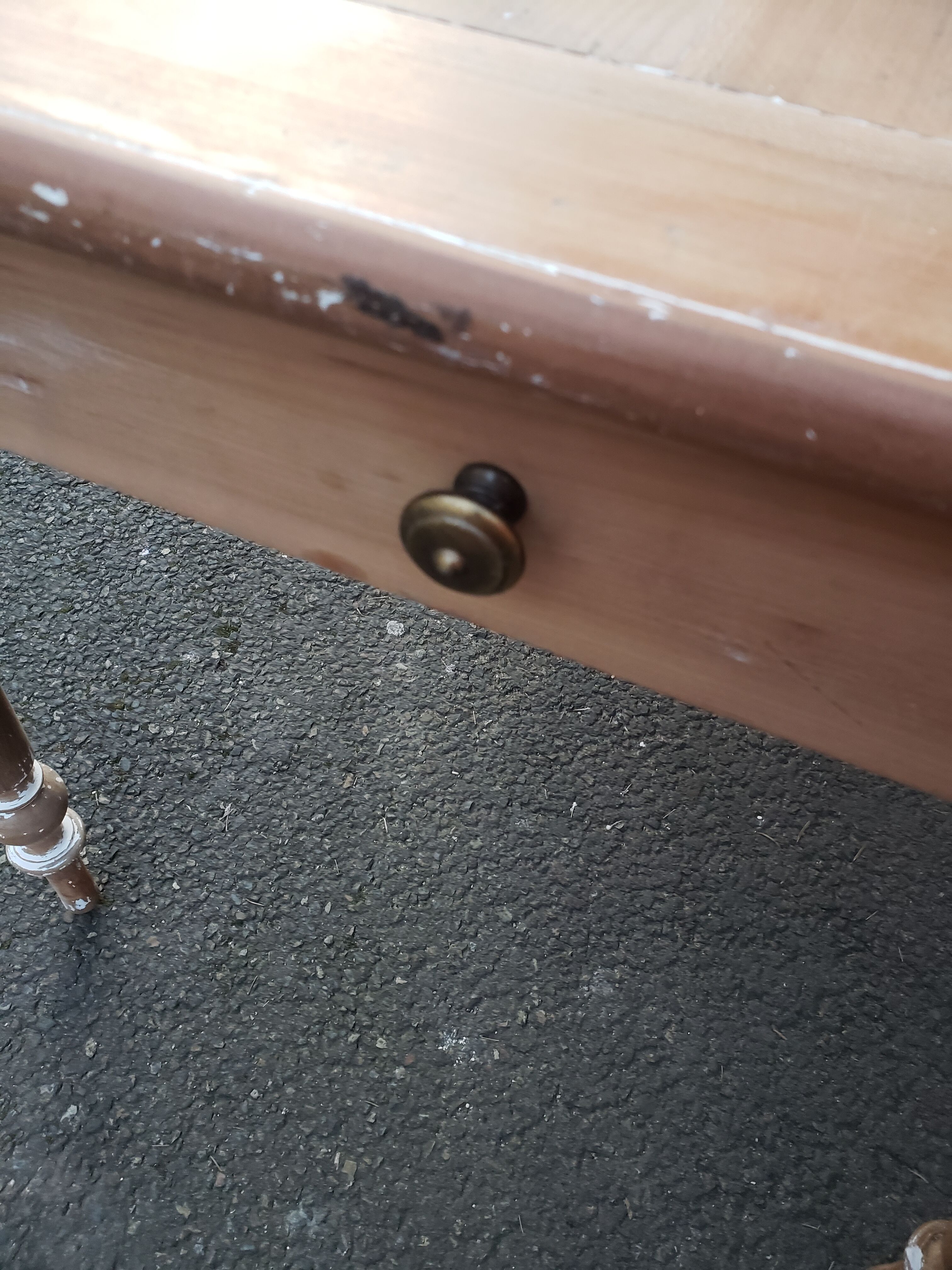 Old patina farm table turned feet