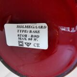 Lamp base in deep red glass, from Danish Holmegaard glassworks