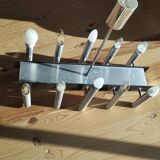 Sculptural vintage 70s chandelier – metal & aluminium – 55 × 26 cm