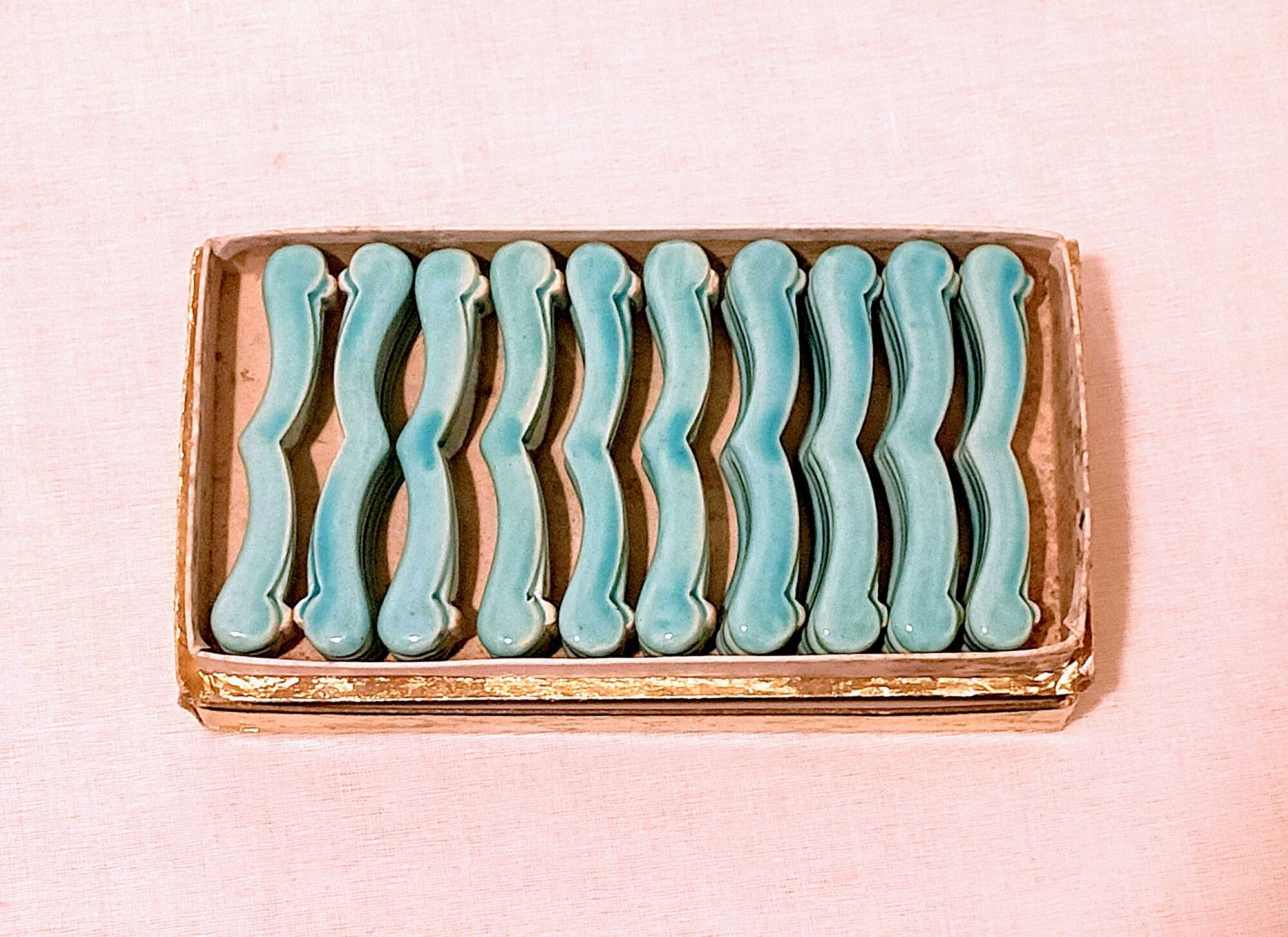 Set of 10 Art-Nouveau ceramic knife holders in perfect condition