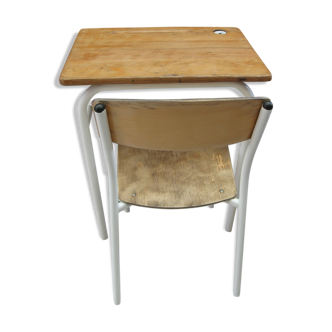 Pupitre avec casier et sa chaise