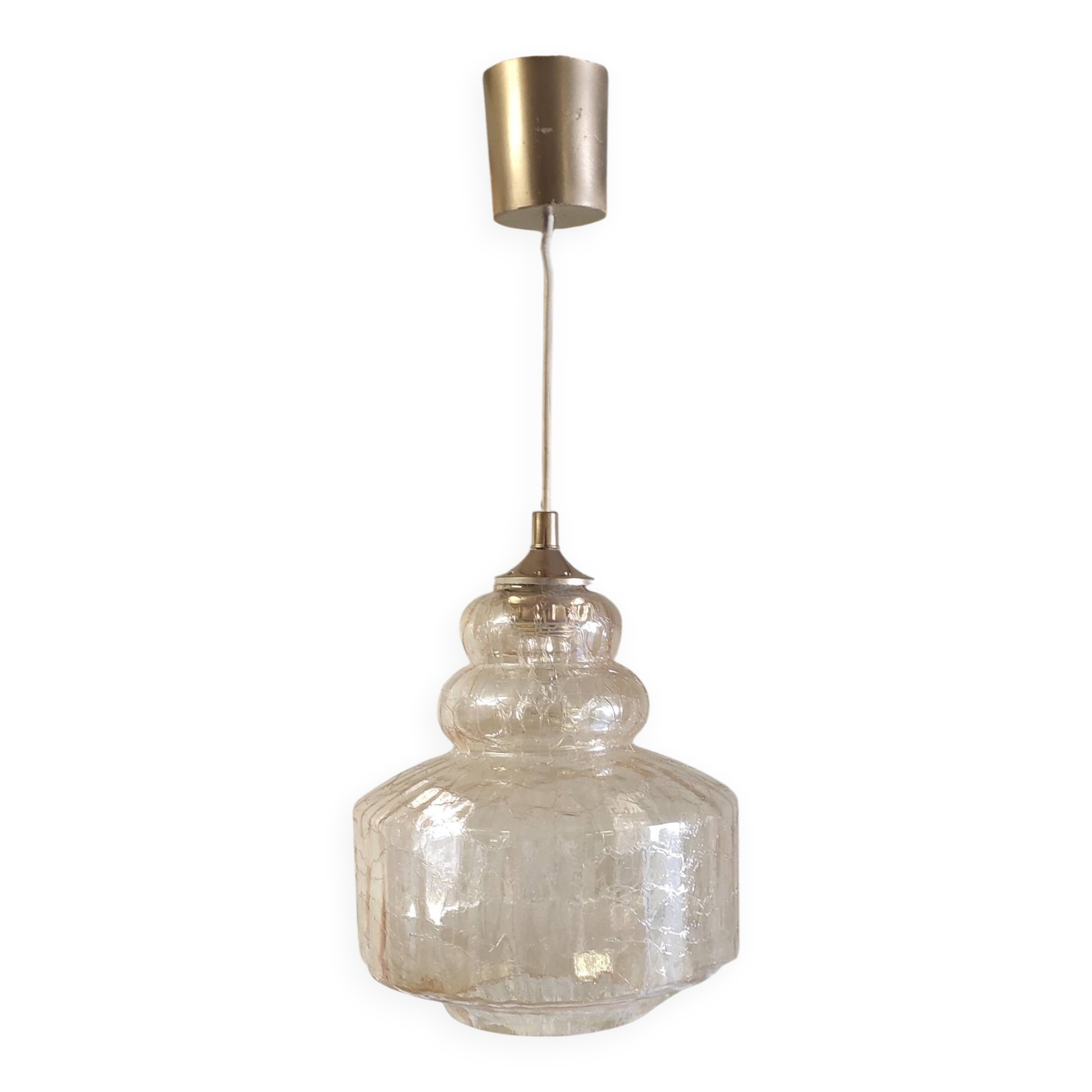 Amber glass Scandinavian suspension style - 1960s-70s