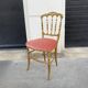 chaise Napoléon III en bois doré et velours rose, chaise ancienne Chiavari en bois
