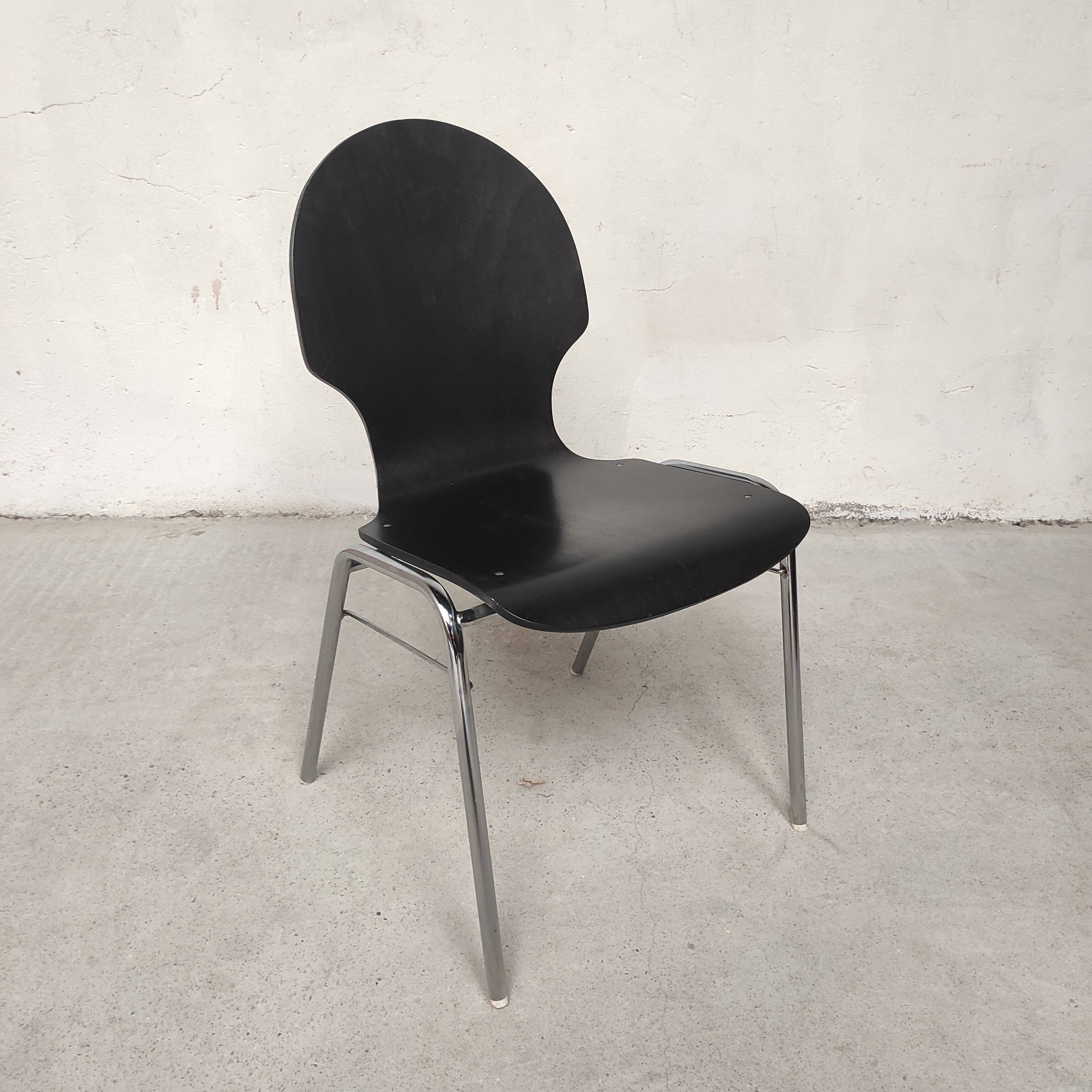 6 chaises plywood et chrome