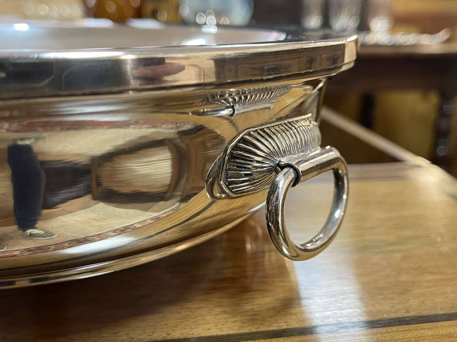 Silver metal dish warmer