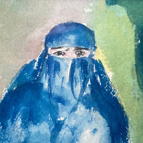 Femme voilée, cadre ancien