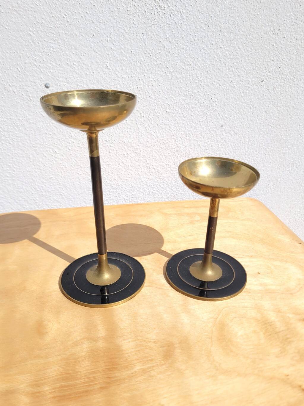 Pair of brass candlesticks or candle holders