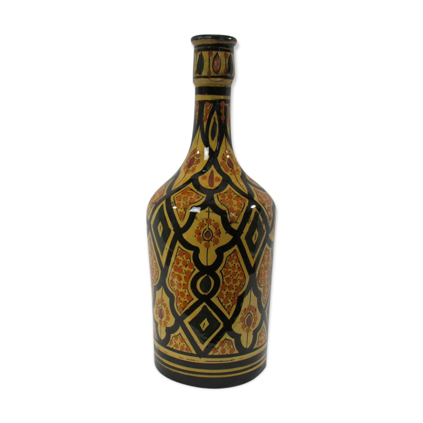 Moroccan enamelled terracotta bottle: Safi