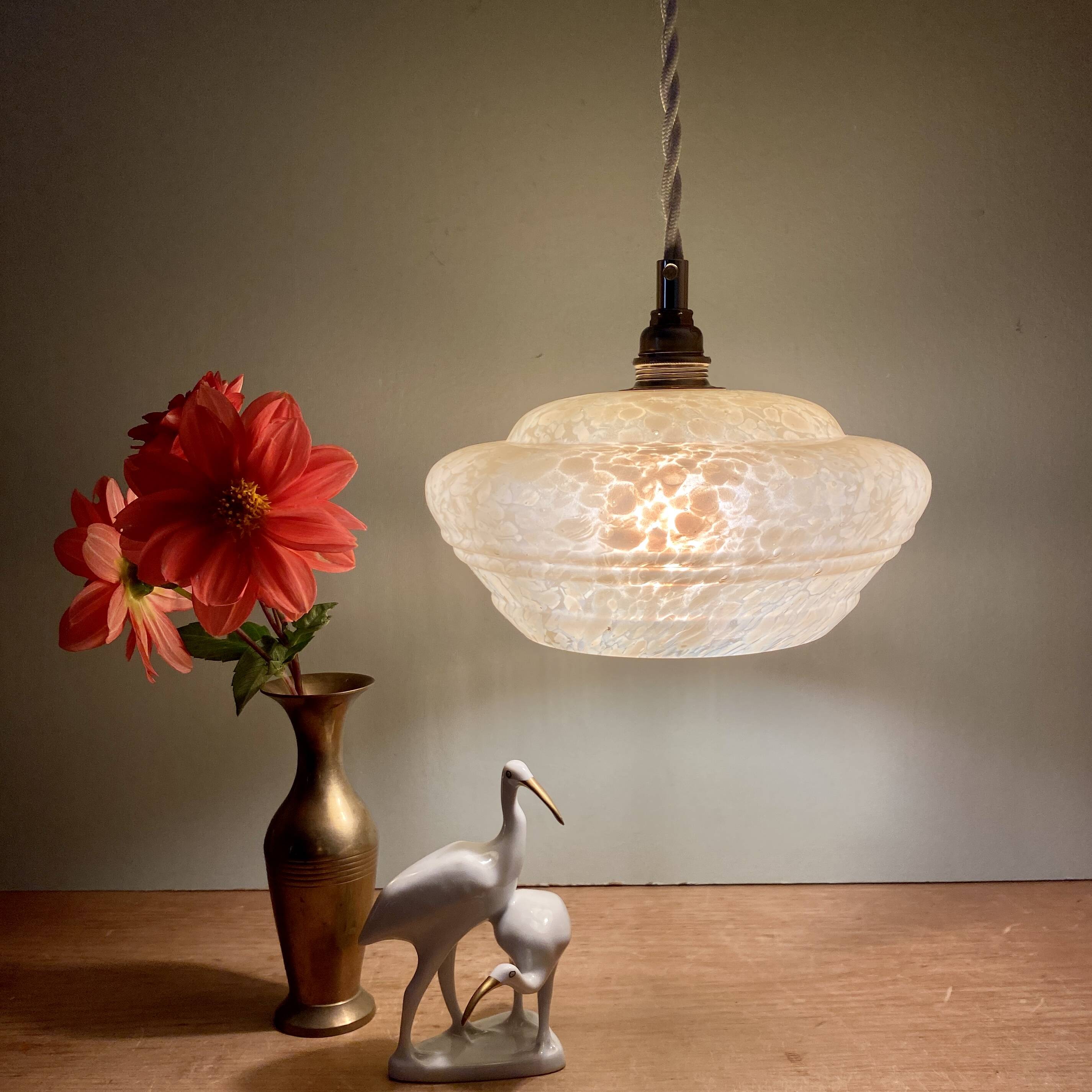 Vintag lampshade pendant light in yellow Clichy glass