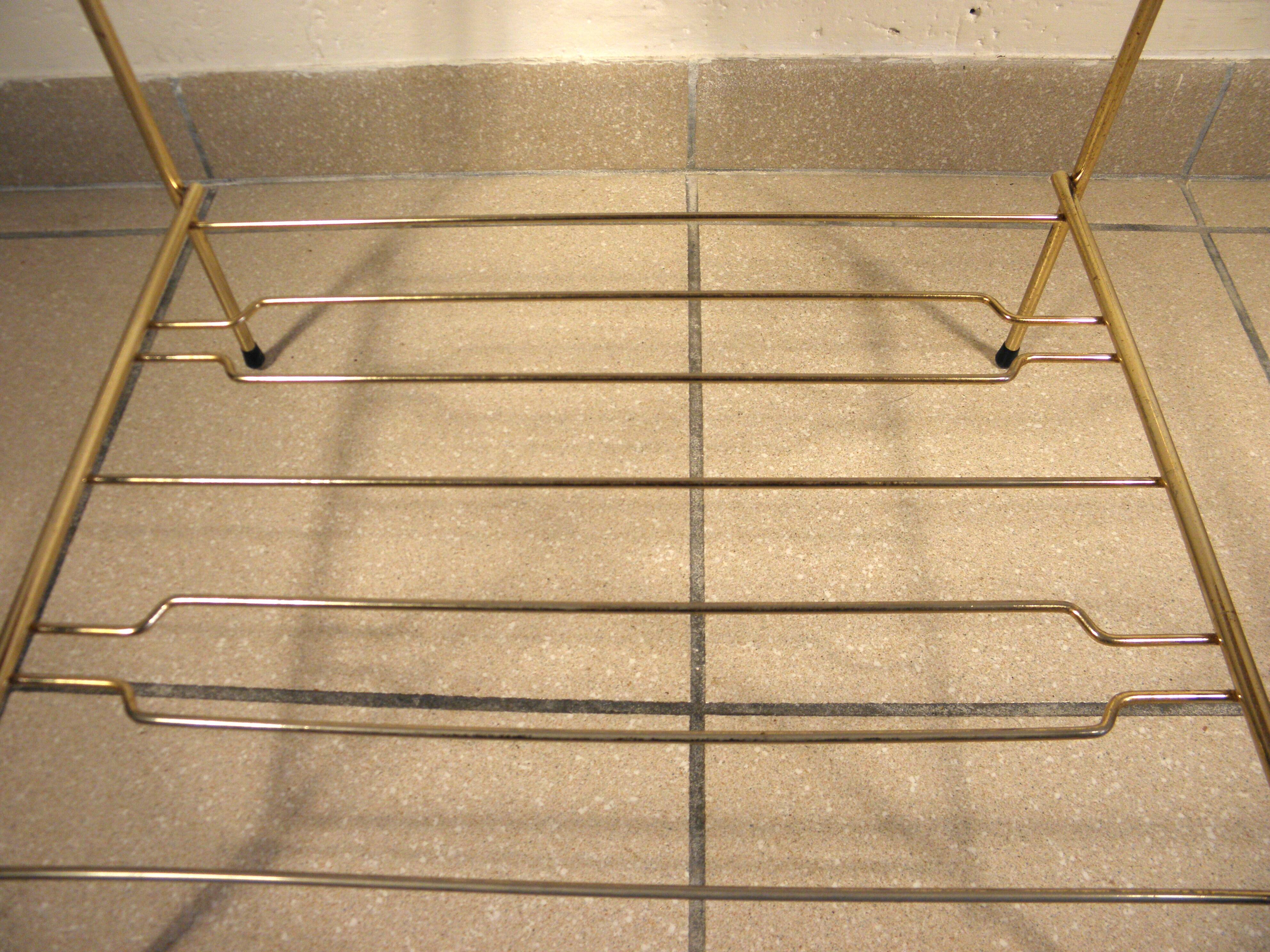 Side table - wooden and gold metal magazine rack