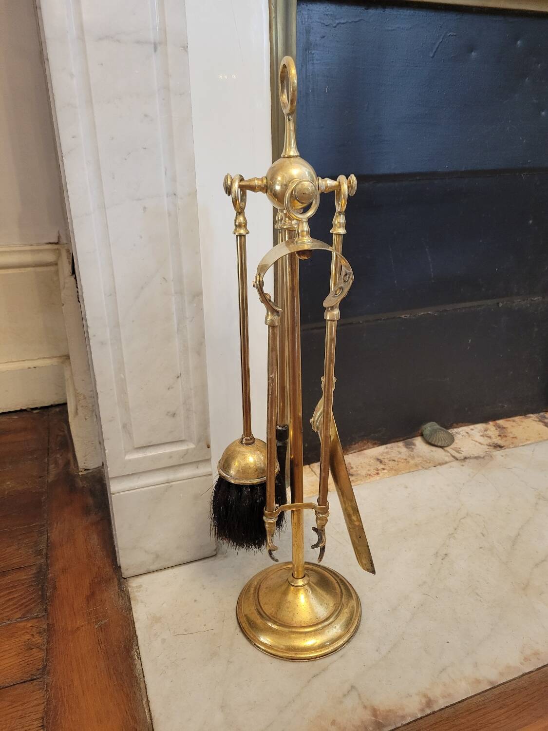 Gilded bronze fireplace tool set 1900