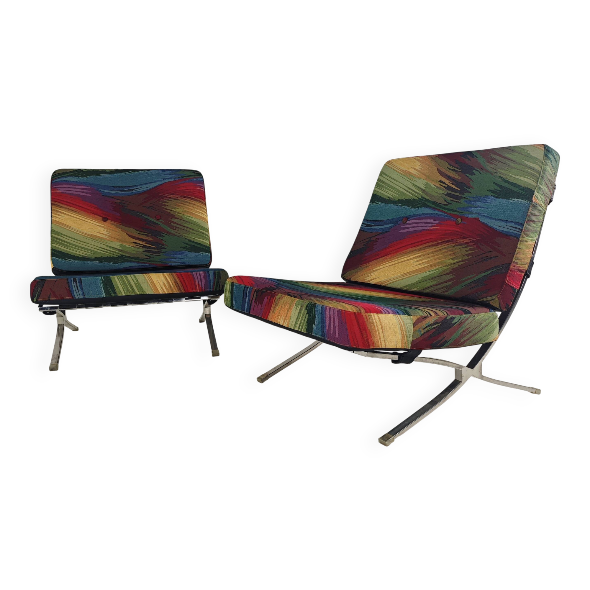 Unique Colourful Armchair Inspired by Barcelona Chair - set of 2