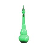 Huge Green Glass Carafe Genie Bottle Empoli Italy 63cm