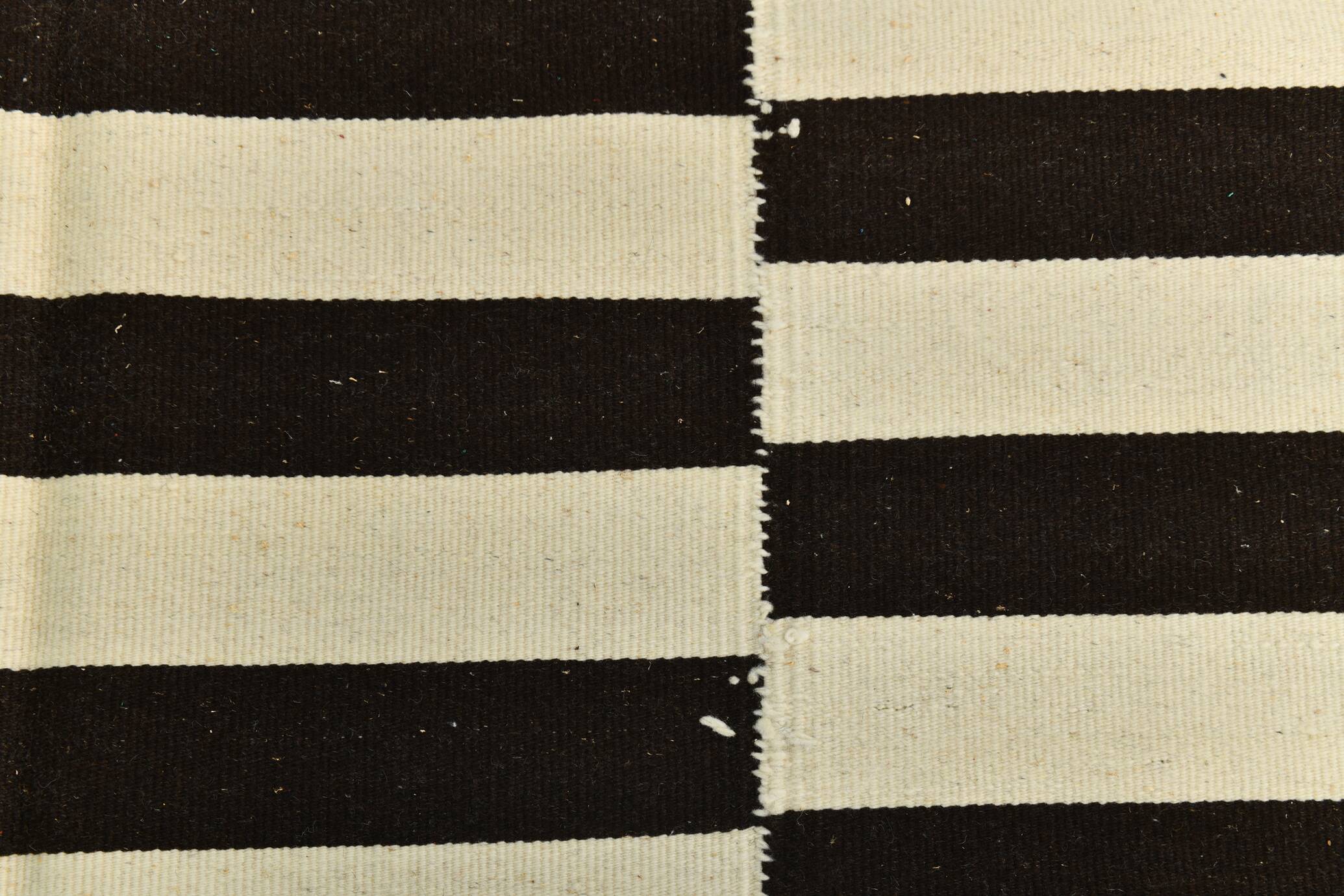 Beige & Dark Brown %100 Wool Hand Woven Vintage Kilim Rug, 378x410 Cm