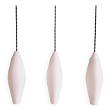 Set of 3 Scandinavian white opaline pendant lights, 1960s