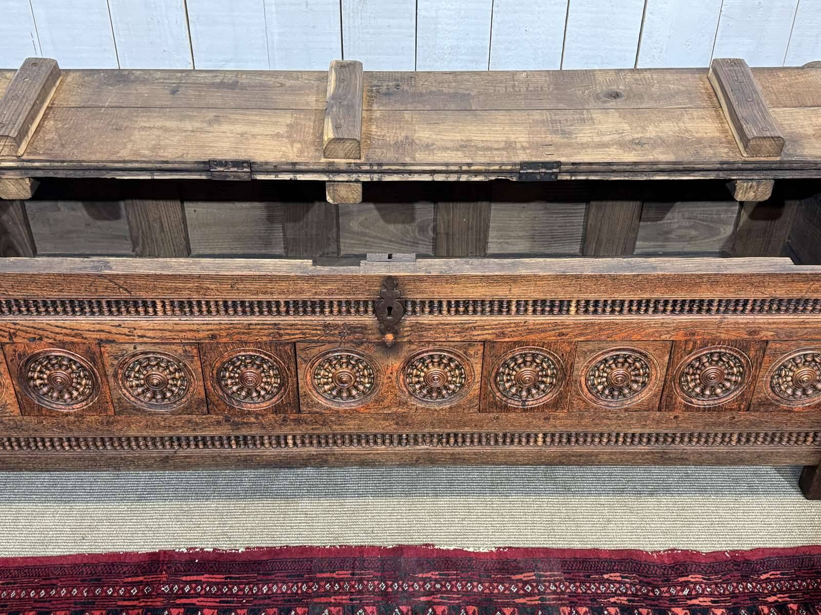 18th-century Breton chestnut bank bench