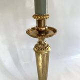 Lampe laiton, câble tissu 2M , abat-jour coton