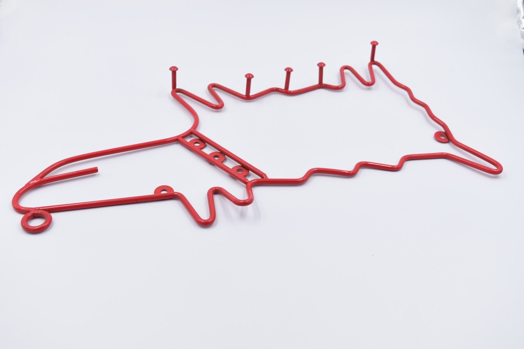 Vintage dog-shaped wall coat holder 90's Ikea red lacquered metal