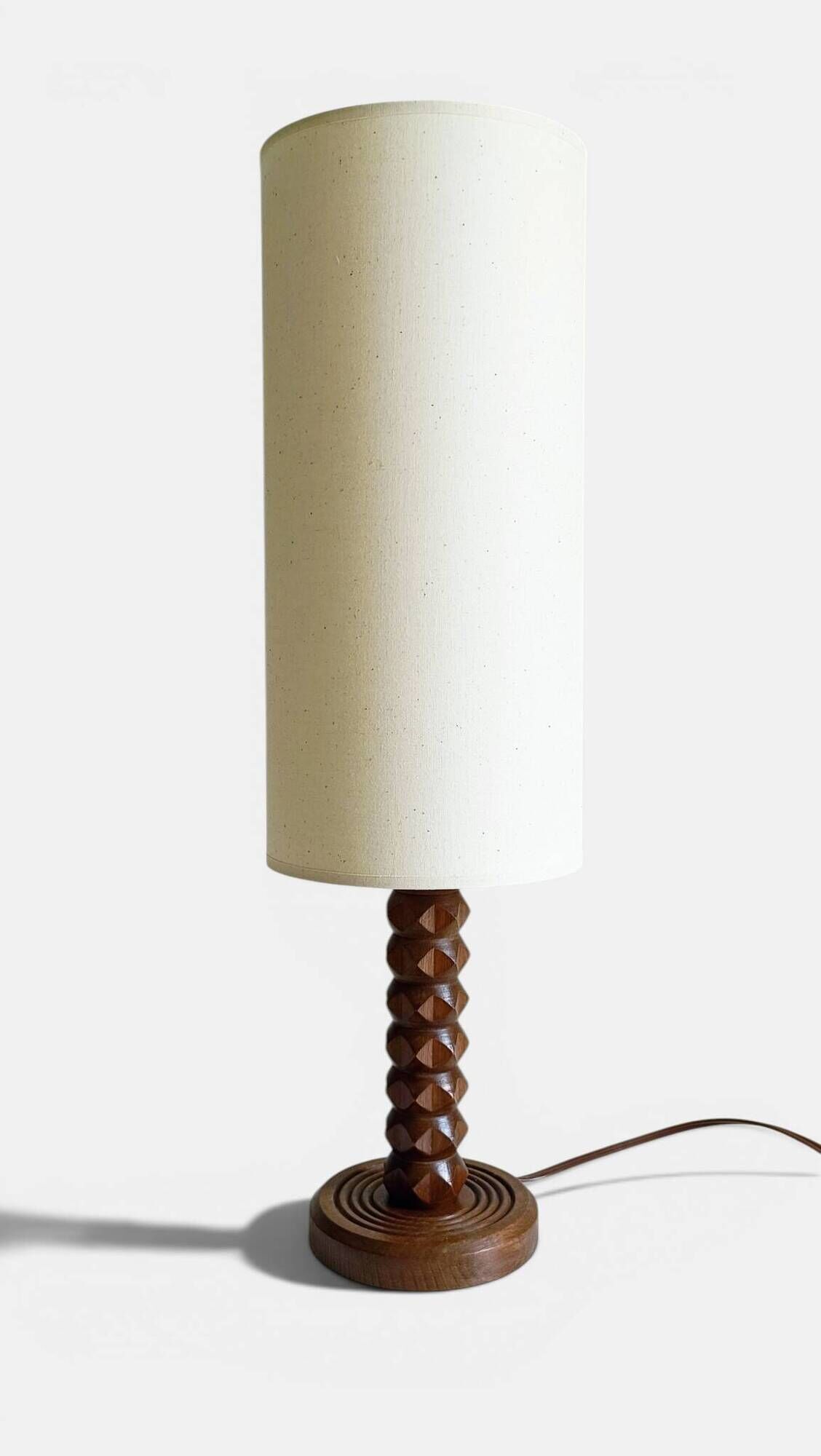 Art Deco wooden table lamp by Charles Dudouyt, France, circa 1930s.