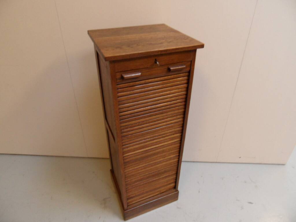 Antique oak filing cabinet with roller shutter
