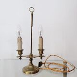 Bouillotte lamp with two lights in gilded bronze