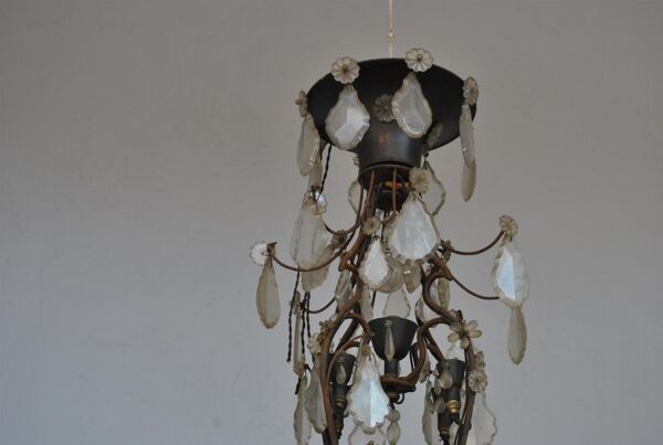 lustre à pampilles style Louis XV époque début XIXème