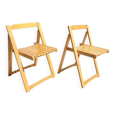 Paire de chaises pliantes en hêtre