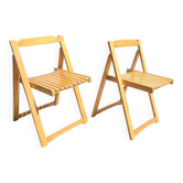Pair of folding beech chairs