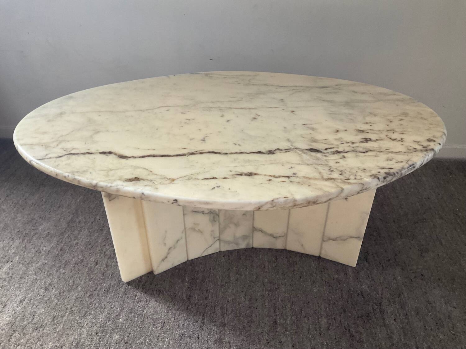 Vintage Carrara marble coffee table