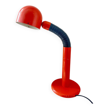 Vintage Space Age Orange Metal Table Lamp Adjustable Gooseneck, 1970s