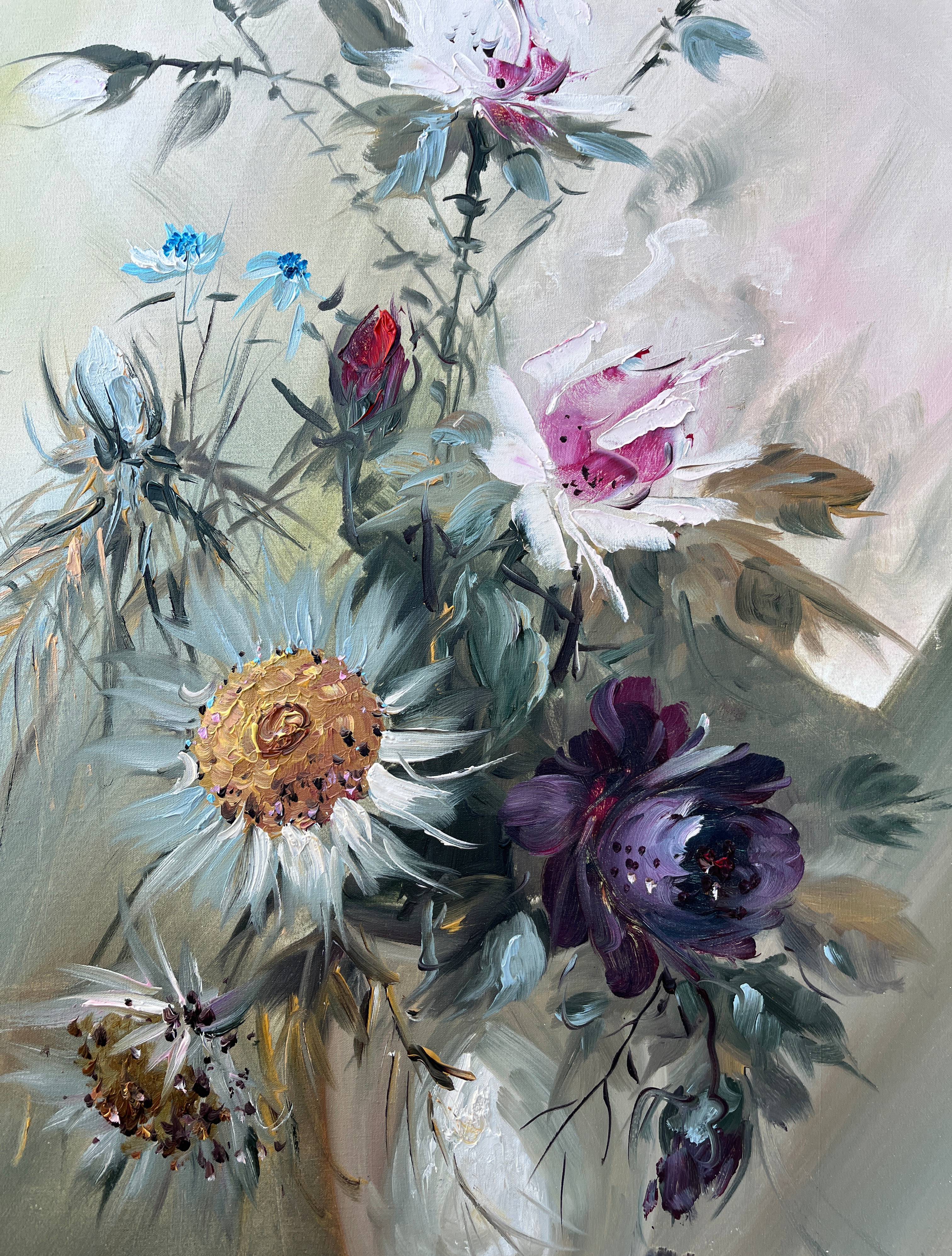 HST painting "Bouquet of wild flowers" signed 20th century