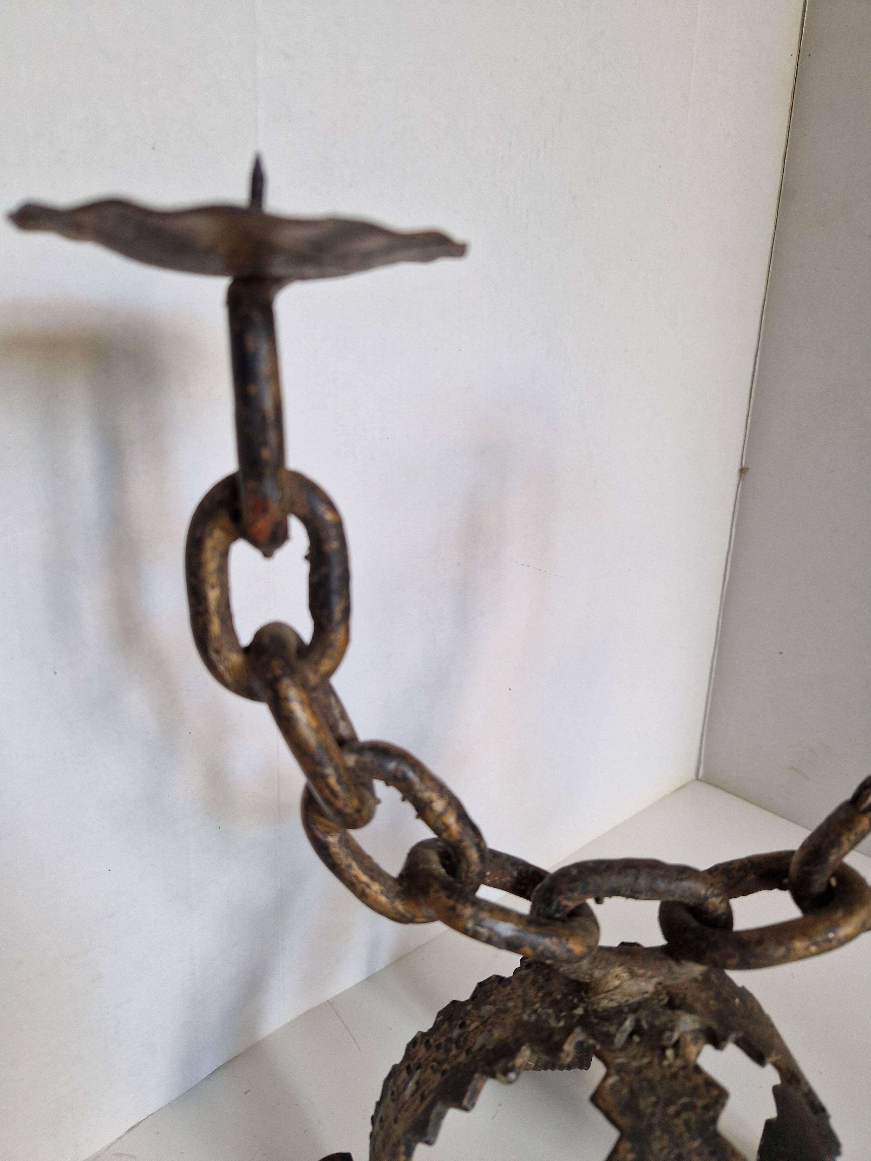 Pair of Brutalist Candelabra Candle Holders from the 60s 70s